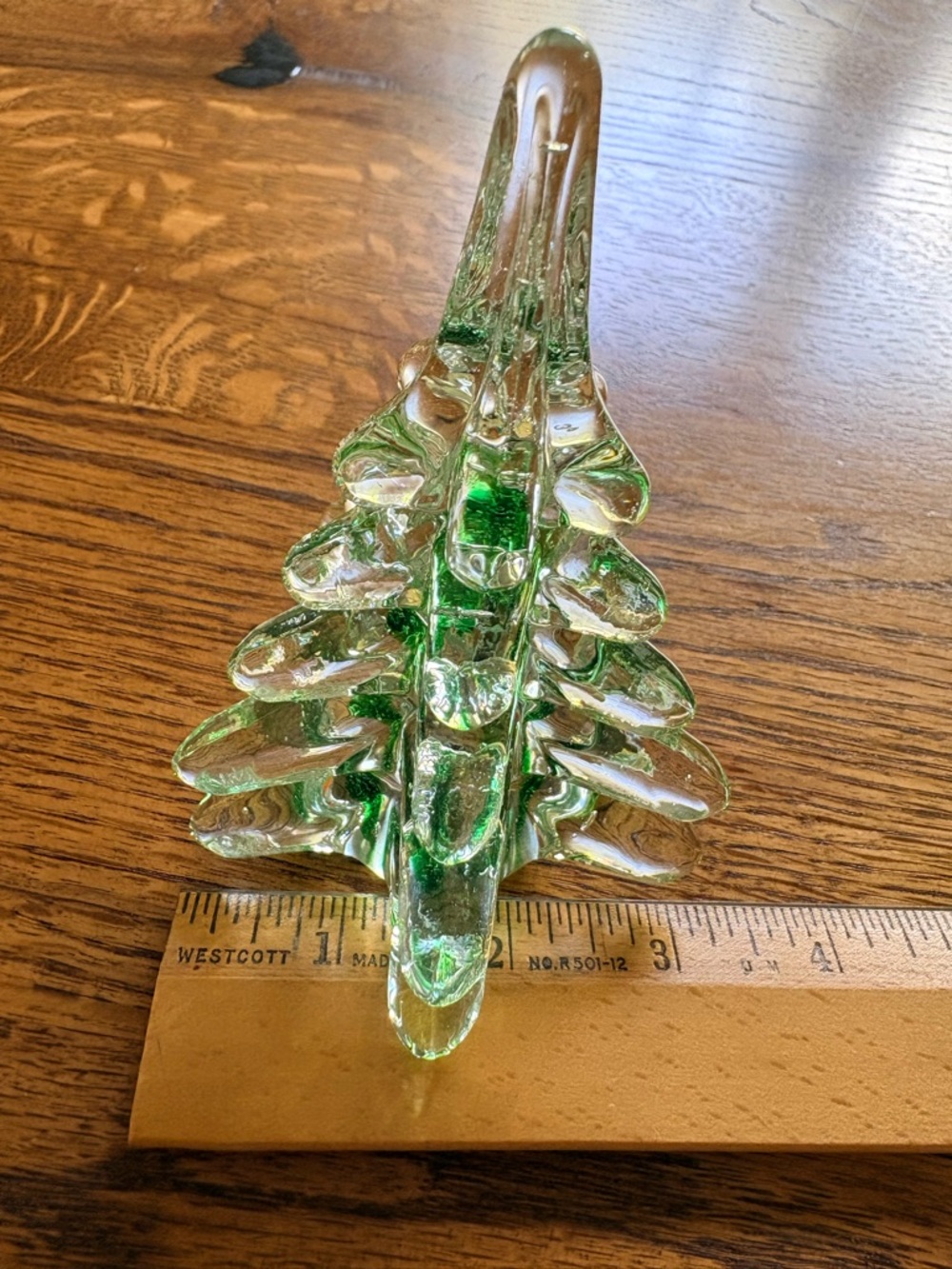 Vintage Glass Decorative Christmas Tree - Clear with Green Accents - Picture 10 of 10